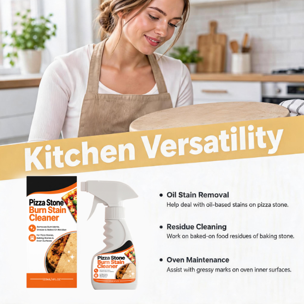 🍕 VELLORIIA® PIZZA STONE BURN STAIN CLEANER — BRING YOUR WELL-USED PIZZA STONE BACK FROM GREASE, DARK BURN MARKS & STUBBORN BAKED-ON RESIDUE
