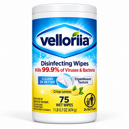 🧼 Velloriia® DISINFECTING WIPES — ONE QUICK WIPE FOR EVERYDAY MESSES, GREASE, GRIME & THE SURFACES YOUR FAMILY TOUCHES MOST