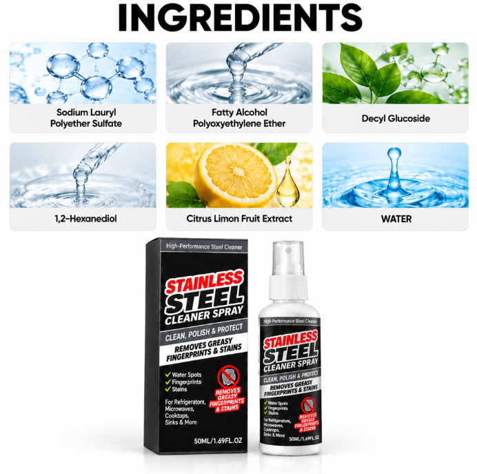 ✨ VELLORIIA® STAINLESS STEEL CLEANER &amp; POLISH SPRAY — WIPE AWAY GREASY FINGERPRINTS, WATER SPOTS &amp; EVERYDAY GRIME FOR A CLEANER, SLEEKER, POLISHED-LOOKING FINISH