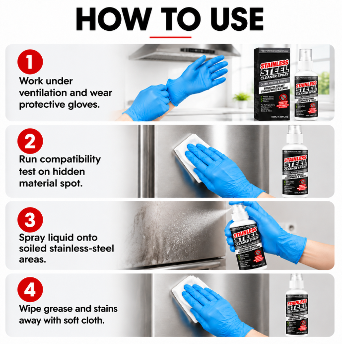 ✨ VELLORIIA® STAINLESS STEEL CLEANER &amp; POLISH SPRAY — WIPE AWAY GREASY FINGERPRINTS, WATER SPOTS &amp; EVERYDAY GRIME FOR A CLEANER, SLEEKER, POLISHED-LOOKING FINISH