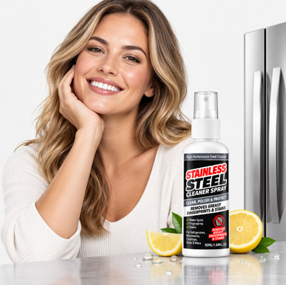 ✨ VELLORIIA® STAINLESS STEEL CLEANER &amp; POLISH SPRAY — WIPE AWAY GREASY FINGERPRINTS, WATER SPOTS &amp; EVERYDAY GRIME FOR A CLEANER, SLEEKER, POLISHED-LOOKING FINISH