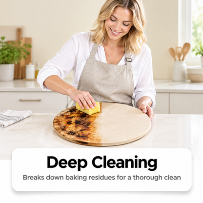 🍕 VELLORIIA® PIZZA STONE BURN STAIN CLEANER — BRING YOUR WELL-USED PIZZA STONE BACK FROM GREASE, DARK BURN MARKS &amp; STUBBORN BAKED-ON RESIDUE
