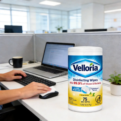 🧼 Velloriia® DISINFECTING WIPES — ONE QUICK WIPE FOR EVERYDAY MESSES, GREASE, GRIME & THE SURFACES YOUR FAMILY TOUCHES MOST